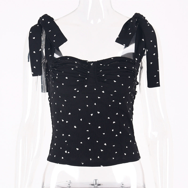 Damen Crop Top mit verspielten Schleifenärmeln und Raffung Drune