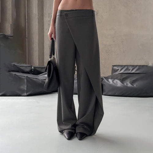 Damen elegante, hochtaillierte Hose mit asymmetrischem Schnitt Drune