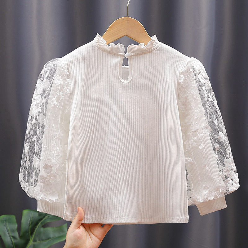 Mädchen Sweatshirt mit floralen Stickermonturen und Rüschen Drune
