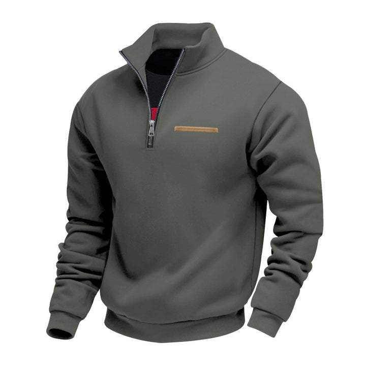 Herren nan komfortabler Halbzip Fleecepullover mit Stehkragen und elastischen Bündchen Drune