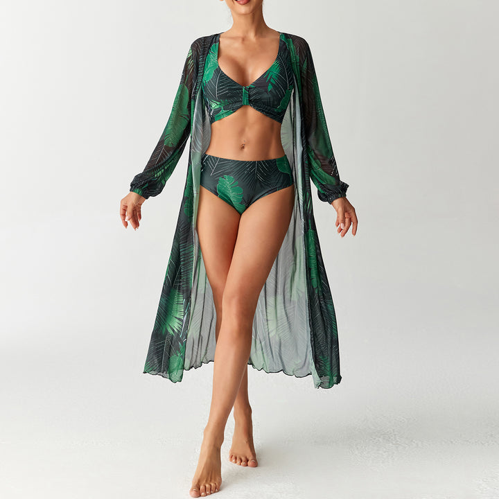 Damen Bikini-Set mit floralem Design und transparentem Cover-Up Drune