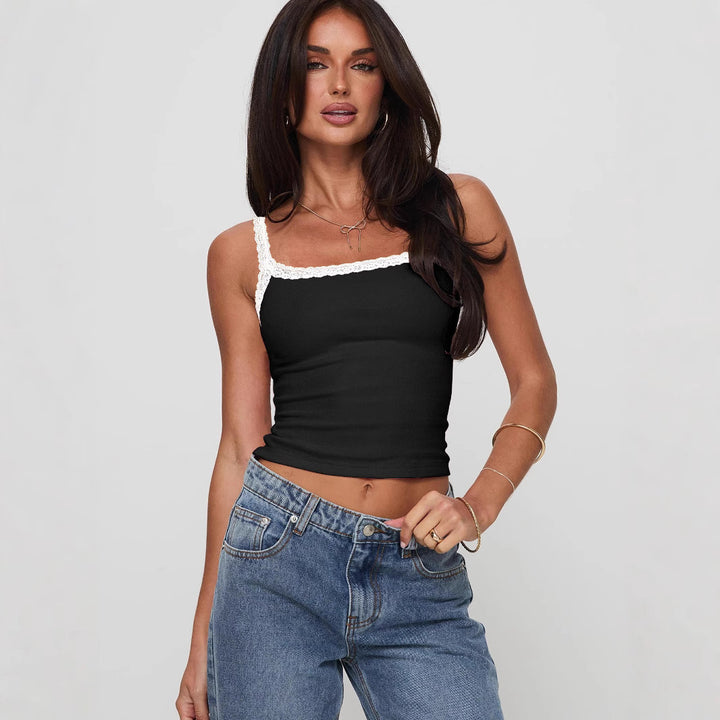 Damen Top mit Spitzenakzenten Drune