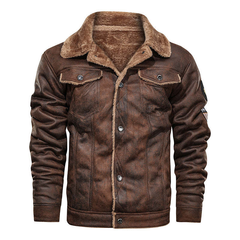 Herren nan gefütterte Lammfelloptik Jeansjacke mit Teddyfutter und Druckknopfleiste Drune