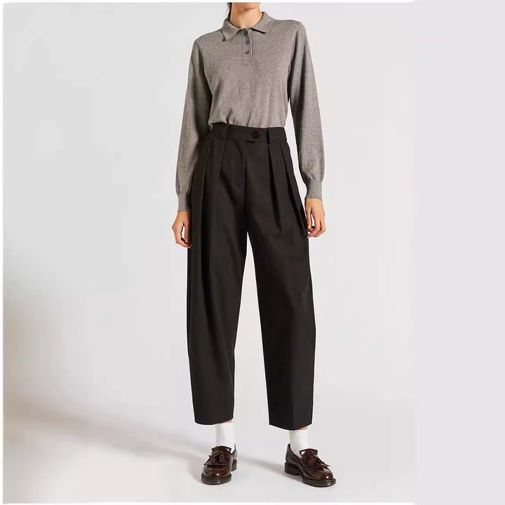 Damen elegante und weit geschnittene Hochbundhose Drune