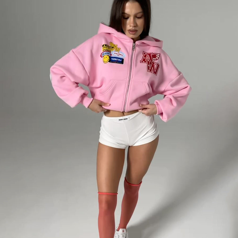 Damen Freizeit-Loungewear Set mit Kapuzenjacke und lässigen Hosen Drune