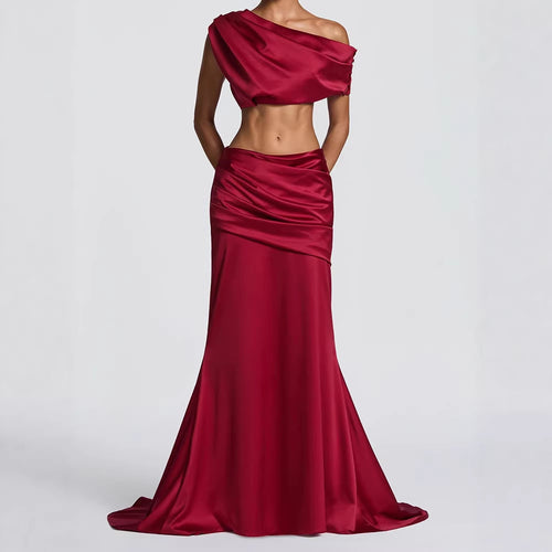 Damen Elegantes One-Shoulder Abendkleid Drune