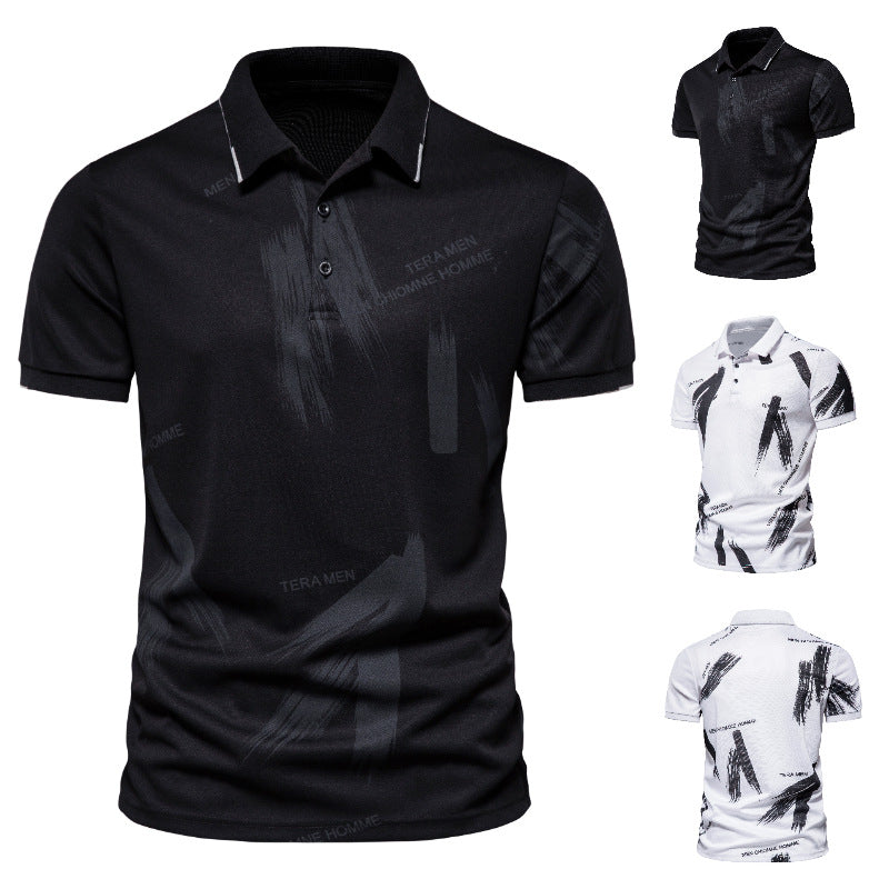 Herren Polo-Shirt mit modernem Grafikdesign und atmungsaktiver Baumwollmischung Drune