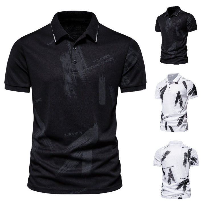 Herren Polo-Shirt mit modernem Grafikdesign und atmungsaktiver Baumwollmischung Drune