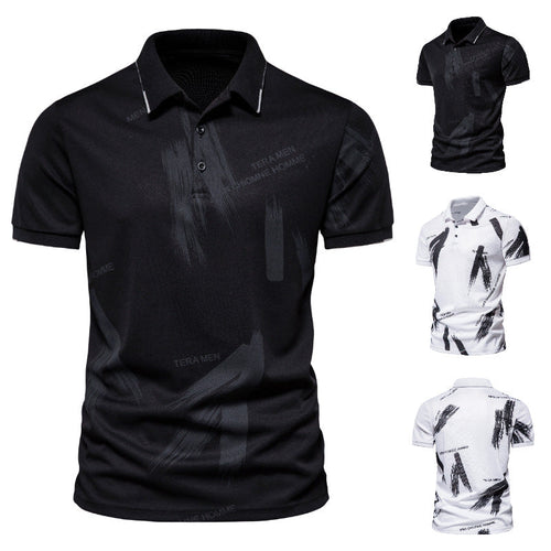 Herren Polo-Shirt mit modernem Grafikdesign und atmungsaktiver Baumwollmischung Drune