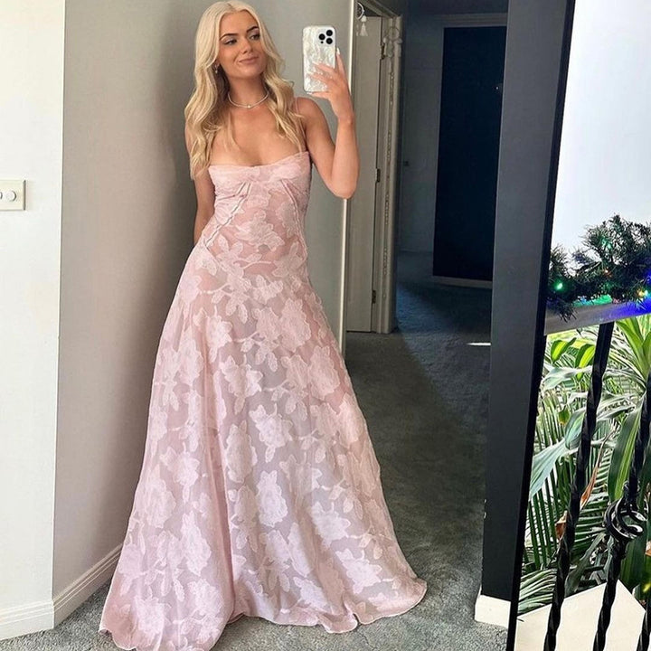 Damen Maxikleid mit transparentem Oberteil und feinem Spitzenmuster Drune