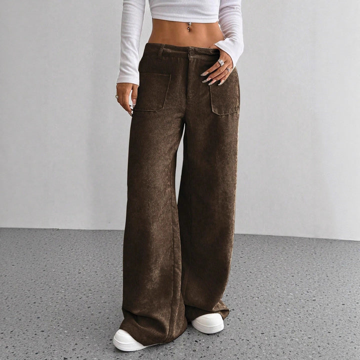 Damen weit geschnittene Cordhose mit praktischen Taschen Drune