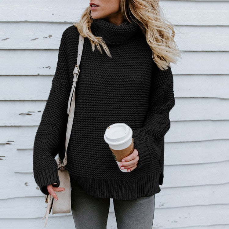 Damen Grobstrickpullover mit hohem Kragen und strukturiertem Design Drune