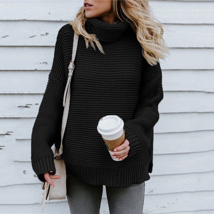 Damen Grobstrickpullover mit hohem Kragen und strukturiertem Design Drune