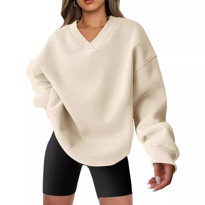 Damen Oversize Sweatshirt mit V-Ausschnitt Drune