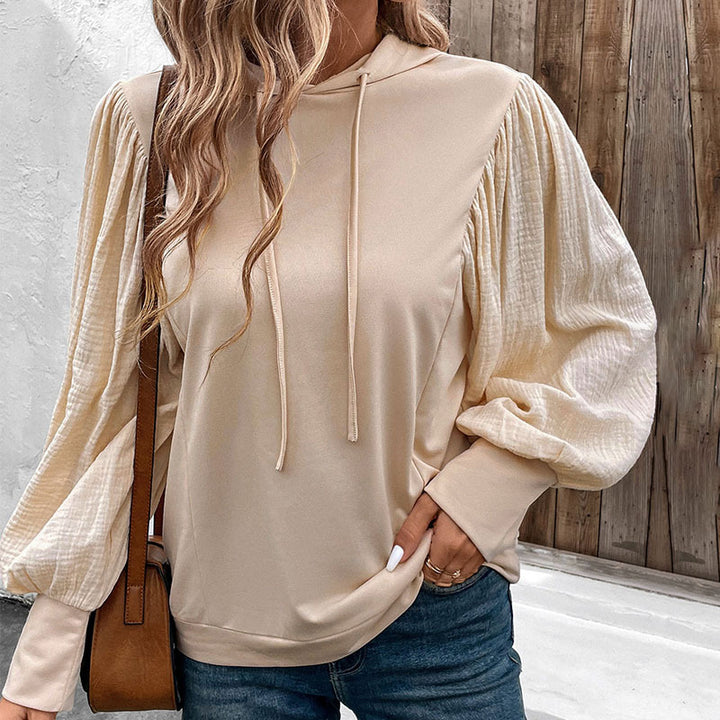 Damen modischer Kapuzenpullover mit eleganten Puffärmeln Drune