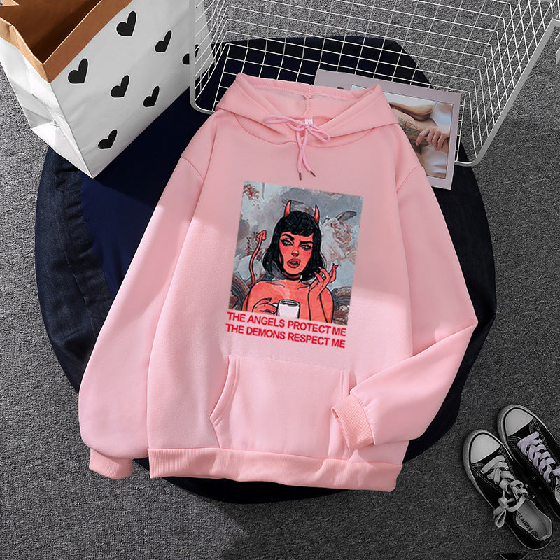 Damen Hoodie mit kreativem Grafikdruck Drune