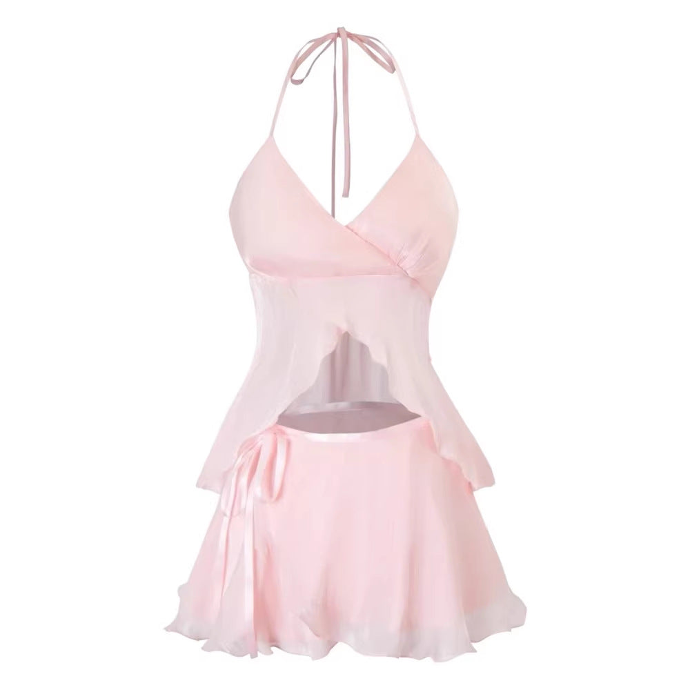 Damen verspieltes Crop-Top und kurzer Rock Drune