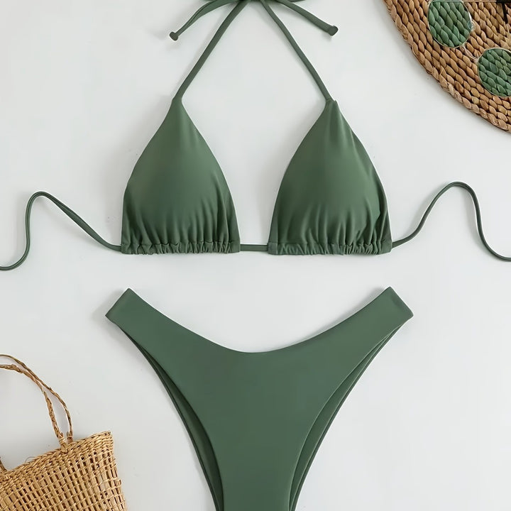 Damen Triangel-Bikini-Set mit gerafftem Design Drune