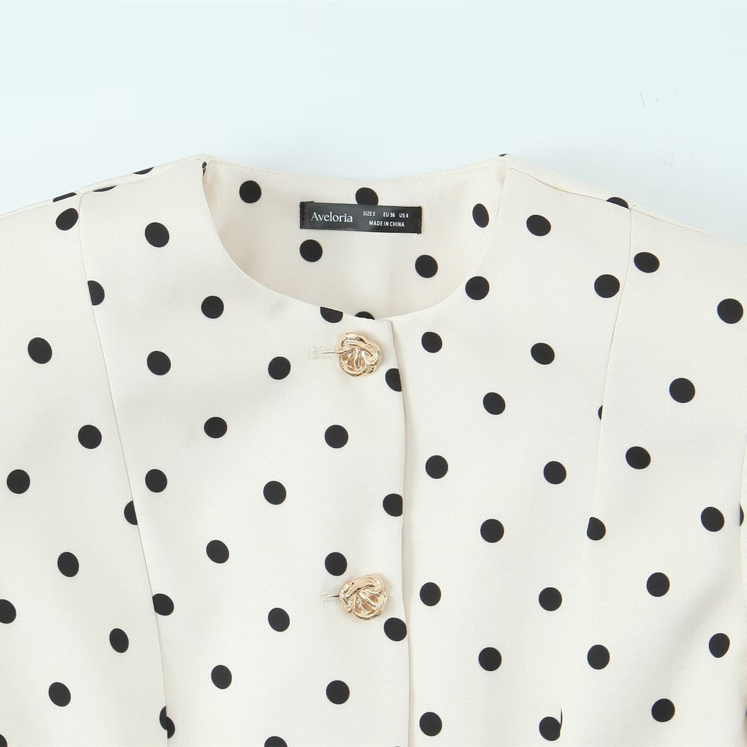 Damenbluse mit voluminösen Ärmeln und Polka-Dot-Muster Drune