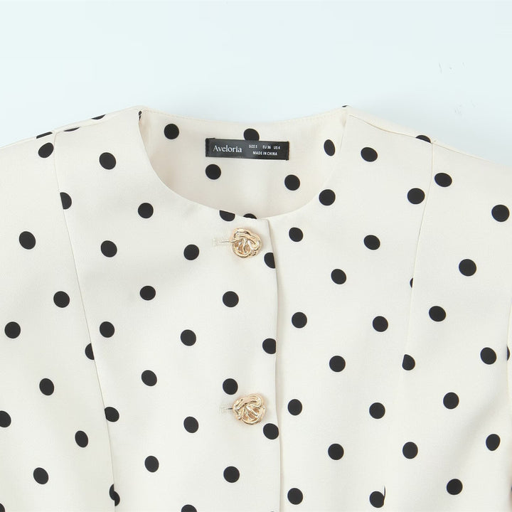 Damenbluse mit voluminösen Ärmeln und Polka-Dot-Muster Drune