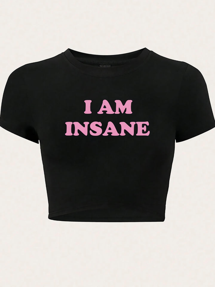 Damen Crop-Top mit auffälligem Schriftzug Drune