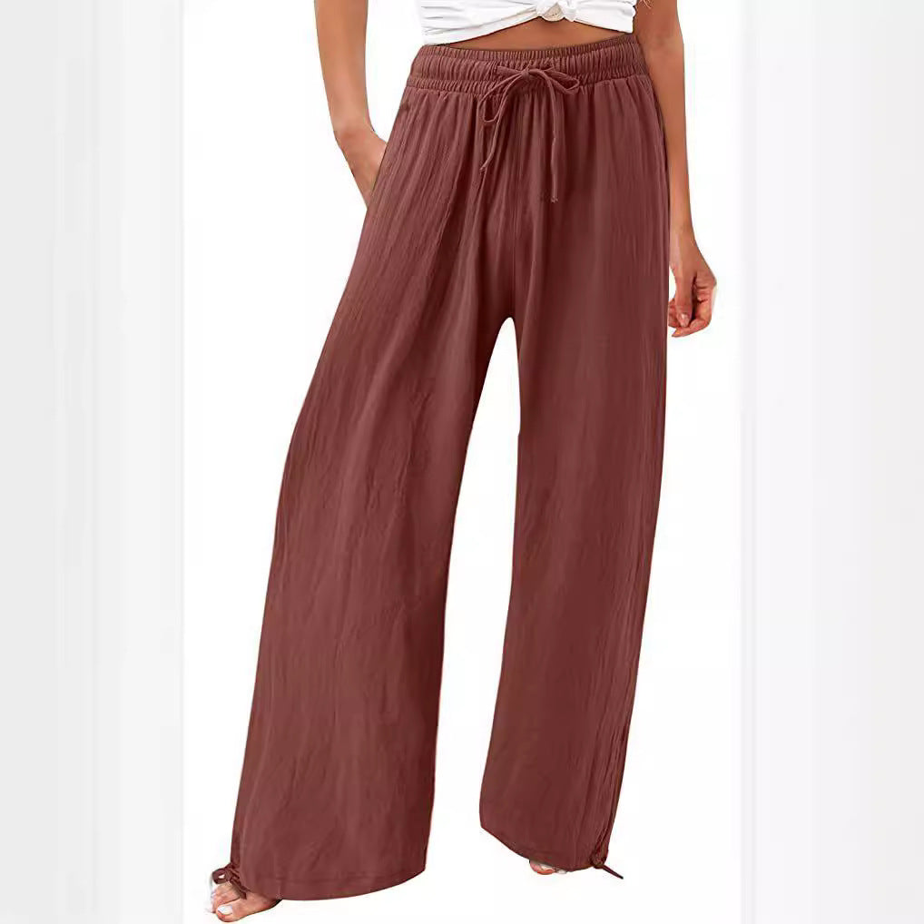 Damen Weite Sommerhose aus leichtem Material mit verstellbarem Bund Drune