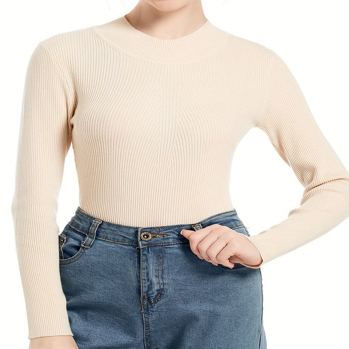 Damen Feinstrickoberteil mit elegantem Rollkragen und Rippstruktur Drune