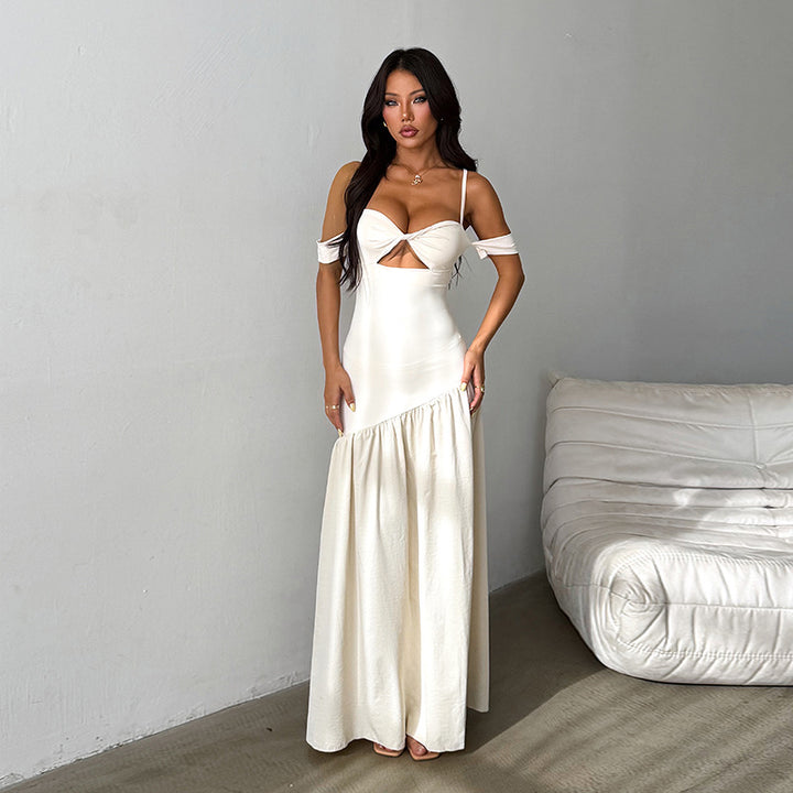 Damen Maxikleid mit schulterfreier Gestaltung und asymmetrischem Design Drune