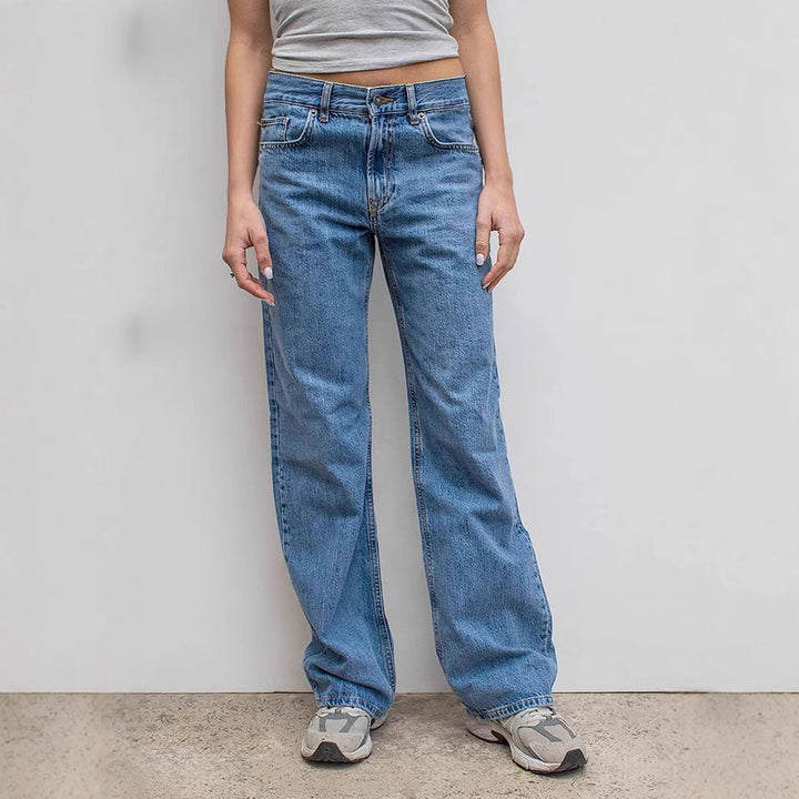 Damen weite Jeans mit lässigem Schnitt und ausgefranstem Saum Drune