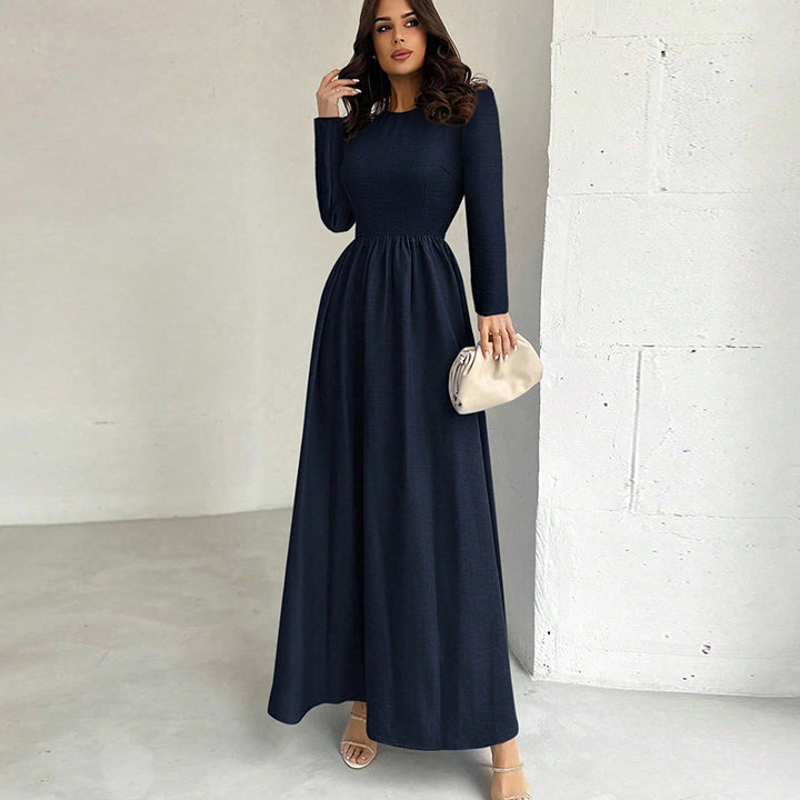 Damen Elegantes Maxikleid mit schmalem Schnitt und langen Ärmeln Drune
