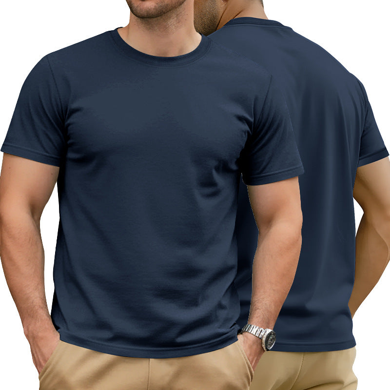 Herren nan Basic Kurzarm-T-Shirt aus hochwertigem Baumwollmix mit Rundhalsausschnitt, flachen Nähten und Regular Fit Drune