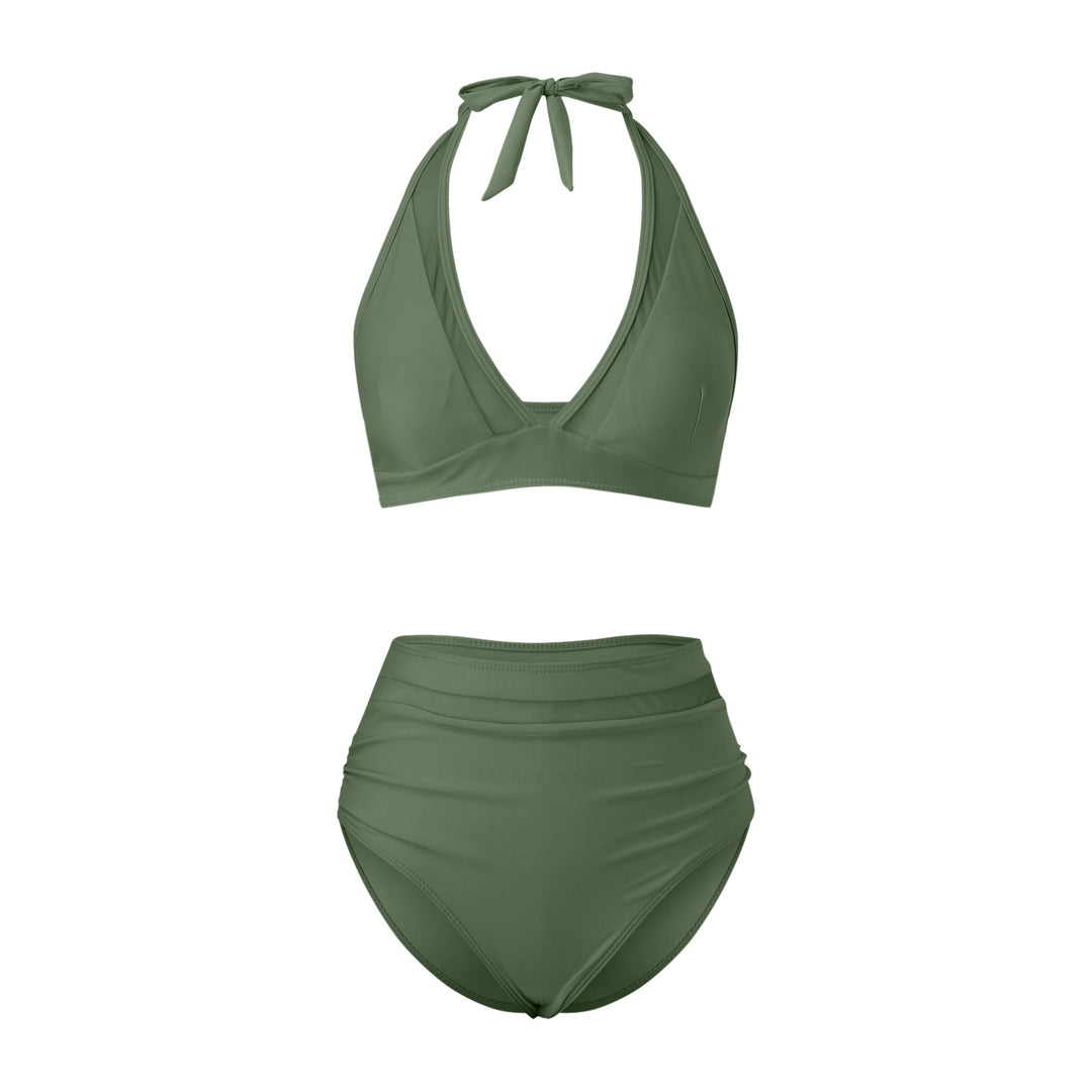 Damen Hochtailliertes Bademoden-Set mit stylischem Haltertop Drune