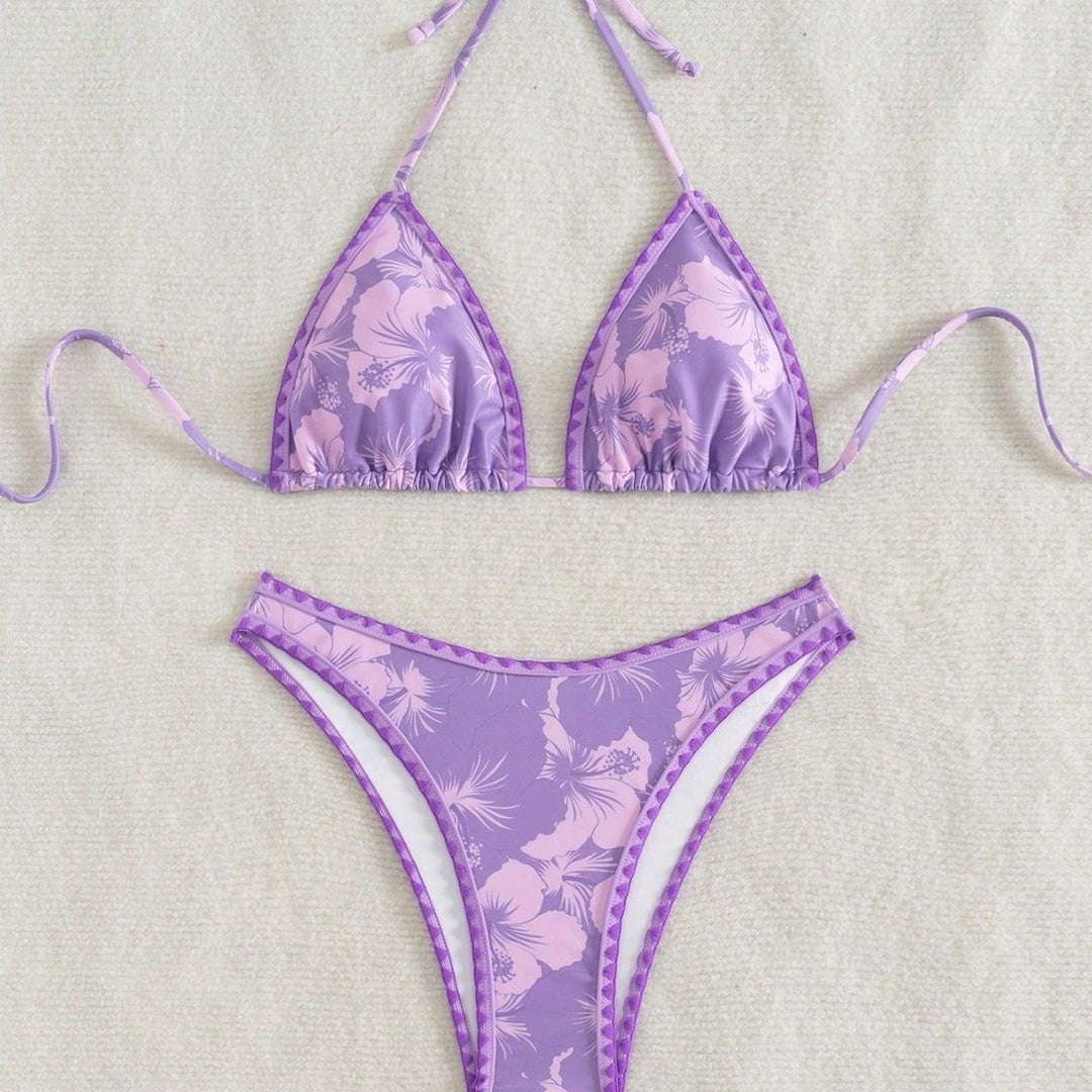 Damen Triangel-Bikini mit verspieltem Blumenmuster Drune