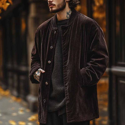 Herren Samtjacke mit Knopfverschluss und praktischen Taschen Drune