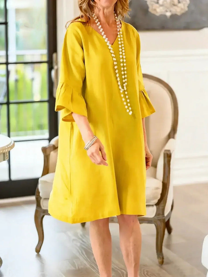 Damen Hüftlanges Freizeitkleid mit modernen Rüschendetails Drune