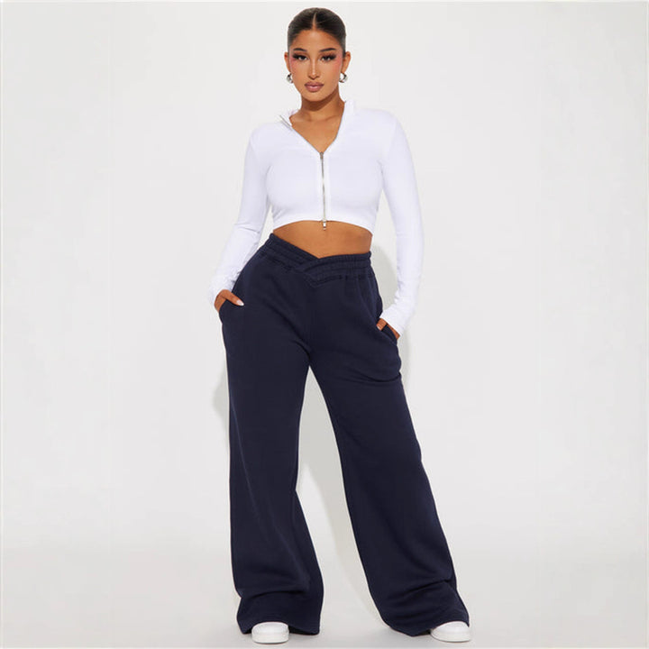 Damen Freizeitweite Hose mit elastischem Bund und seitlichen Taschen Drune