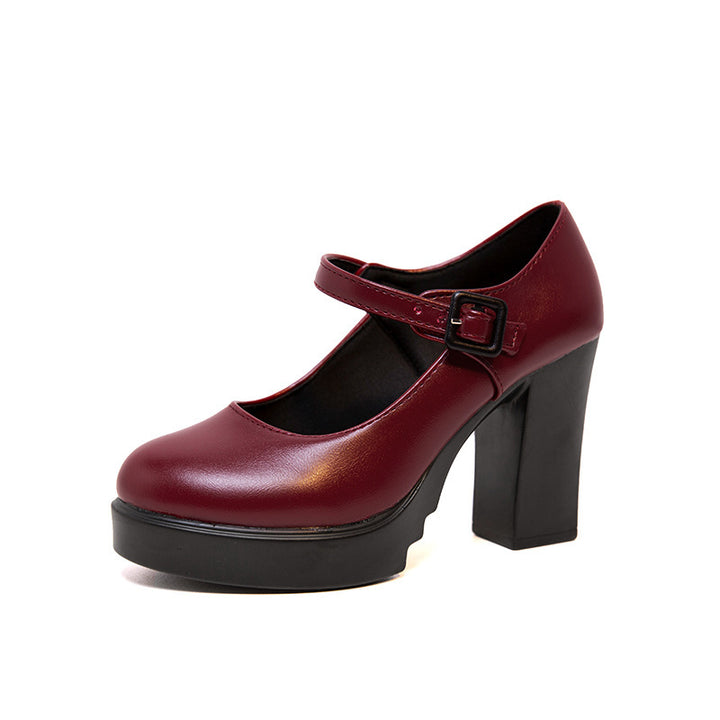 Damen elegante Mary Jane Pumps mit dekorativem Riemen und komfortablem Blockabsatz Drune