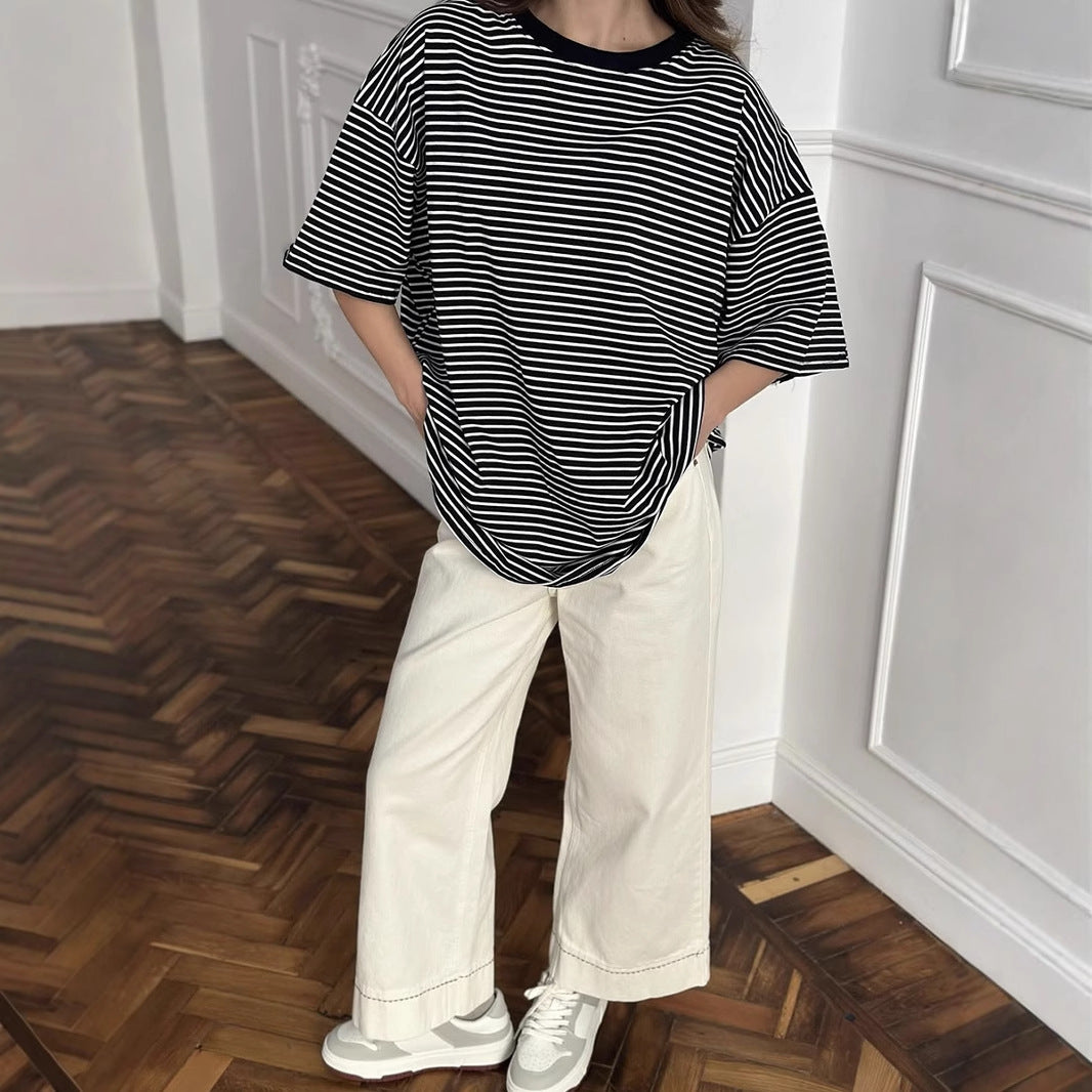 Damen Oversized Streifen-T-Shirt Drune