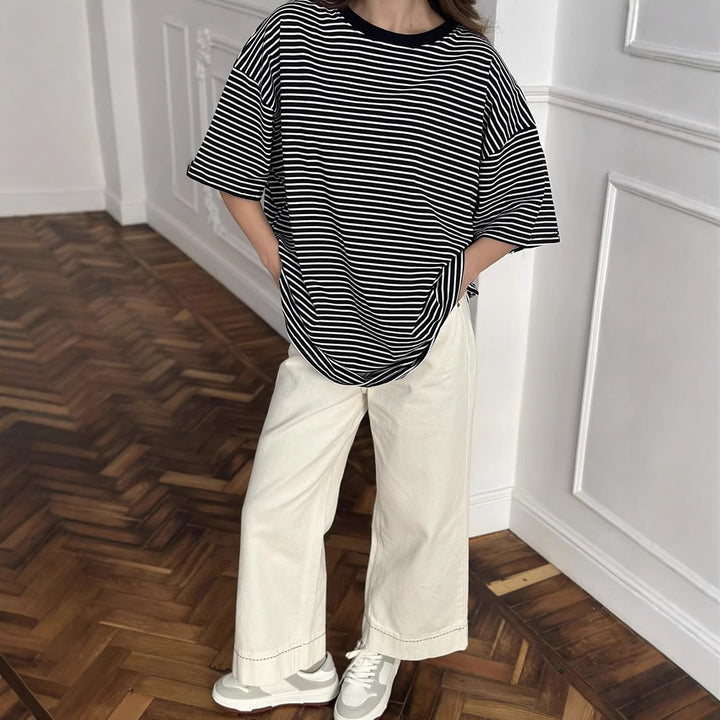 Damen Oversized Streifen-T-Shirt Drune