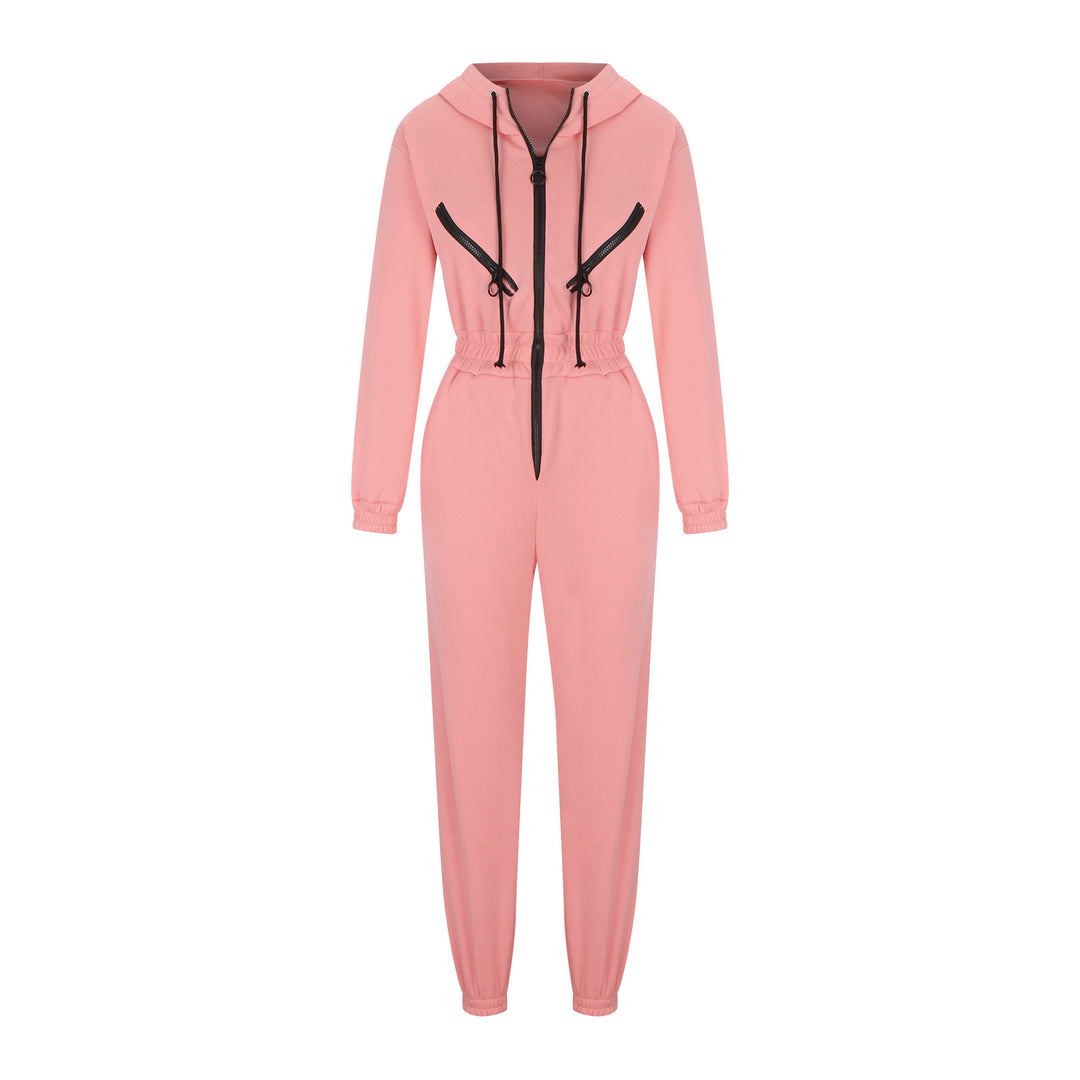 Damen nan kurzes Halbzip-Loungewear-Set mit elastischem Taillenbund und oversized Schnitt Drune