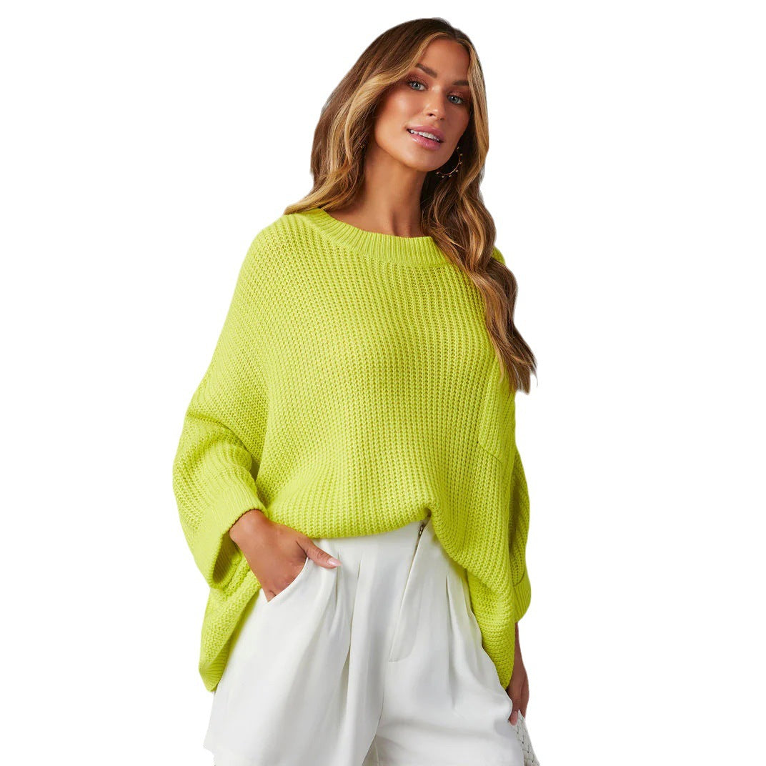 Damen Oversized Strickpullover mit Taschen Drune