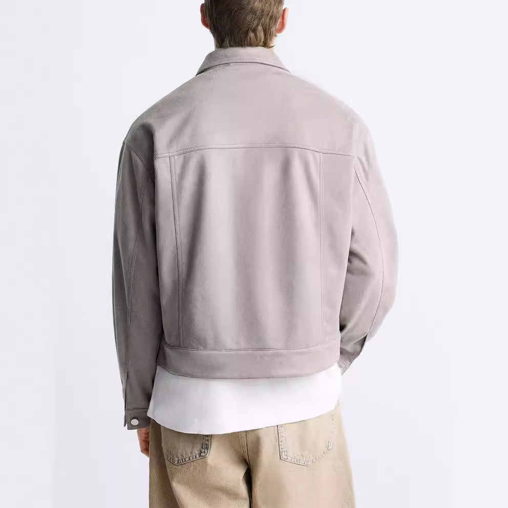 Herren lässige Wildlederjacke mit praktischen Brusttaschen und modernem Schnitt Drune
