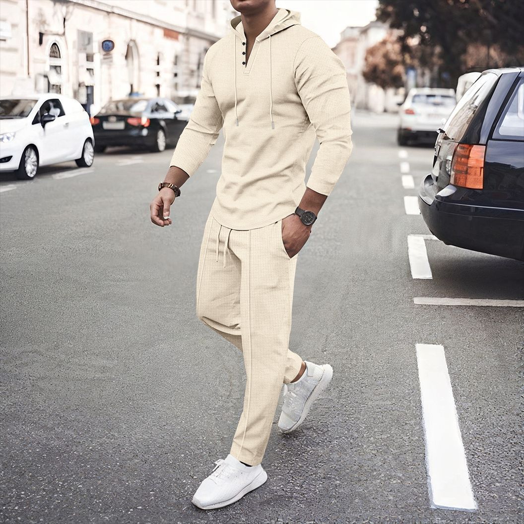 Herren sportliches Hoodie und Jogginghose Set mit atmungsaktiver Struktur Drune