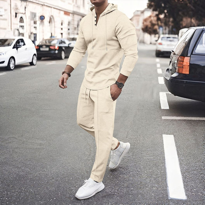 Herren sportliches Hoodie und Jogginghose Set mit atmungsaktiver Struktur Drune
