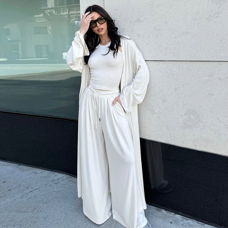 Damen Lässiges Freizeit-Ensemble mit offener Jacke Drune