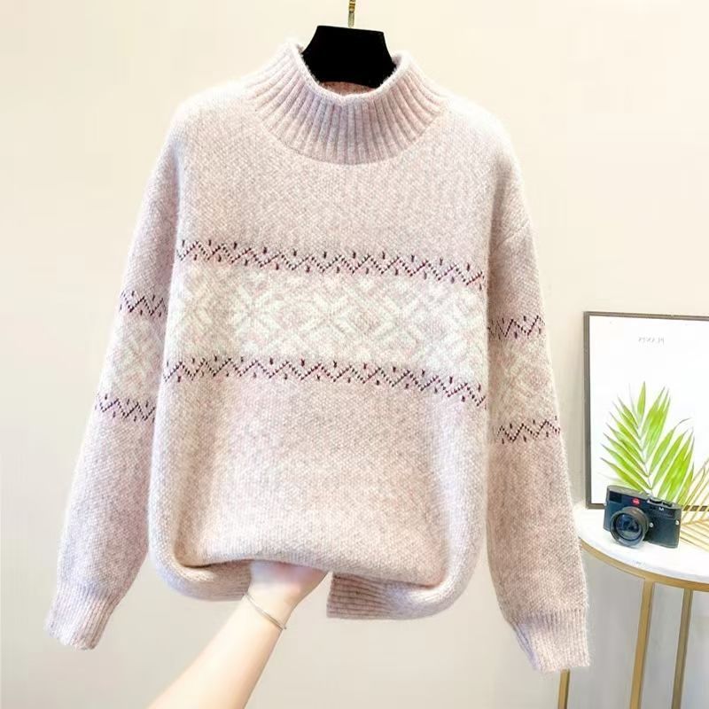 Damen kuscheliger Rollkragenpullover mit nordischem Muster Drune