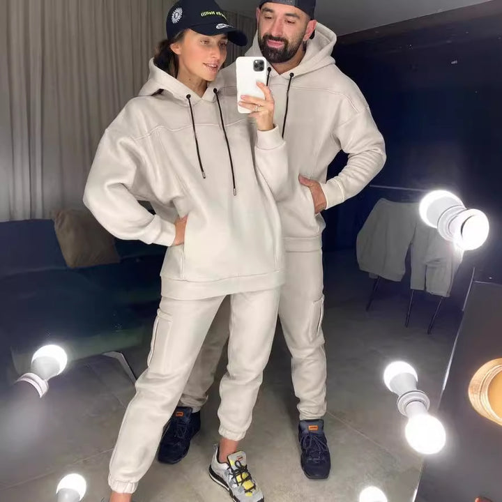 Damen Komfortables Hoodie- und Jogginganzug-Set Drune