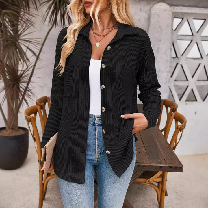 Damen Cardigan mit strukturiertem Rippdesign und übergroßen Knöpfen Drune