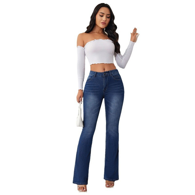 Damen Flared Jeans mit hohem Bund und bequemer Passform Drune