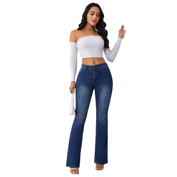Damen Flared Jeans mit hohem Bund und bequemer Passform Drune